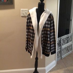 Sherpa lined plaid coat